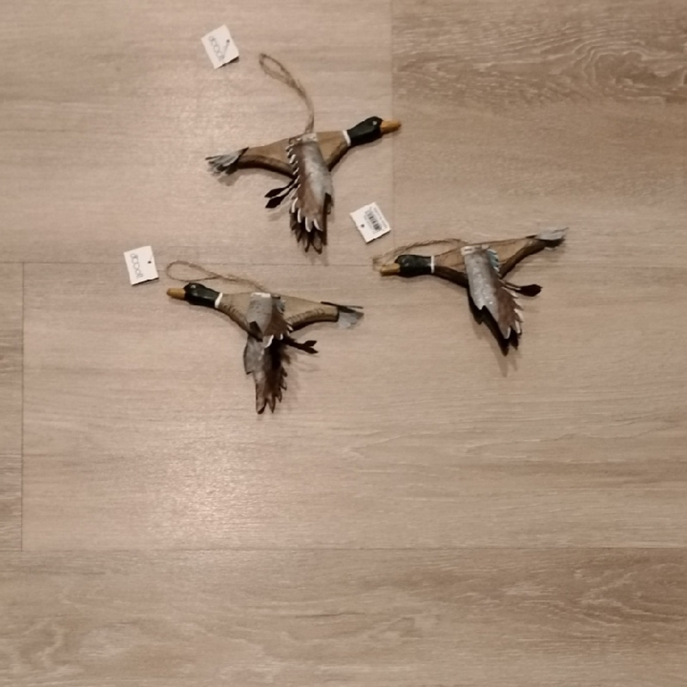 Flying Duck Wall Art Set in Brown and Gray